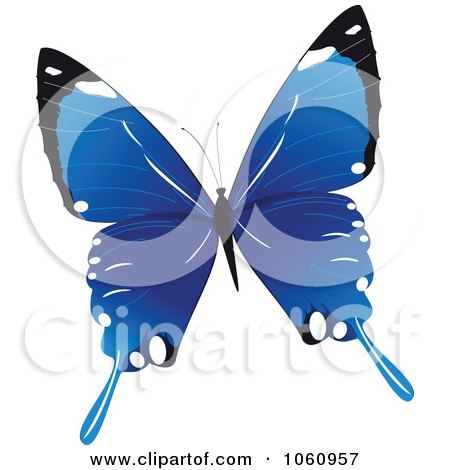 Royalty-Free Vector Clip Art Illustration of a Blue Butterfly Logo by Vector Tradition SM