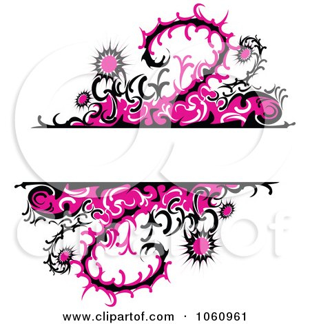 Royalty-Free Vector Clip Art Illustration of a Background Of Pink Thistle Vines And Flowers With Copy Space by Vector Tradition SM
