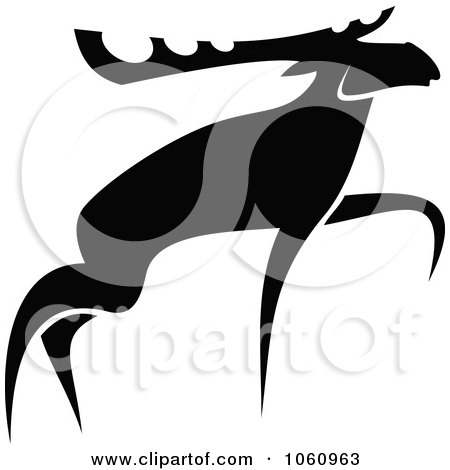 Royalty-Free Vector Clip Art Illustration of a Black And White Moose - 3 by Vector Tradition SM