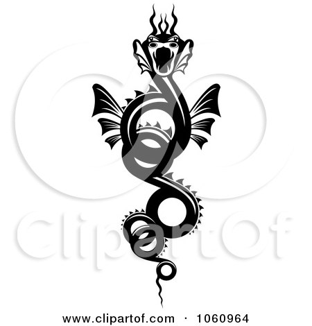 Royalty-Free Vector Clip Art Illustration of a Black Evil Dragon Logo - 3 by Vector Tradition SM