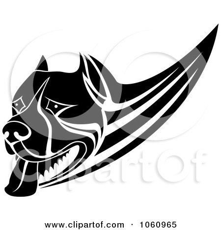 Royalty-Free Vector Clip Art Illustration of a Black And White Guard Dog Face by Vector Tradition SM