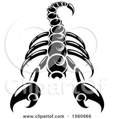 Royalty-Free Vector Clip Art Illustration of a Black And White Scorpion by Vector Tradition SM