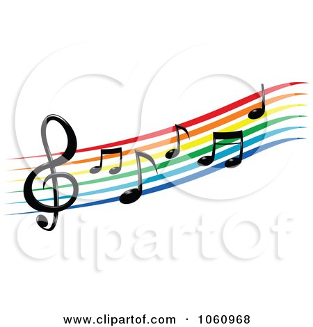 Royalty-Free Vector Clip Art Illustration of a Rainbow Staff And Music Notes - 3 by Vector Tradition SM