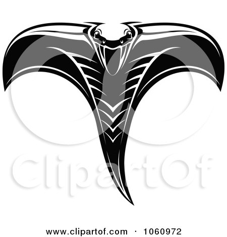 Royalty-Free Vector Clip Art Illustration of a Black And White Attacking Viper Logo - 2 by Vector Tradition SM