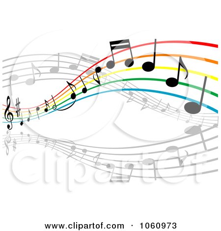 Royalty-Free Vector Clip Art Illustration of a Rainbow Staff And Music Notes - 1 by Vector Tradition SM