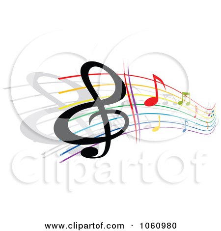 Royalty-Free Vector Clip Art Illustration of a Rainbow Staff And Music Notes - 6 by Vector Tradition SM
