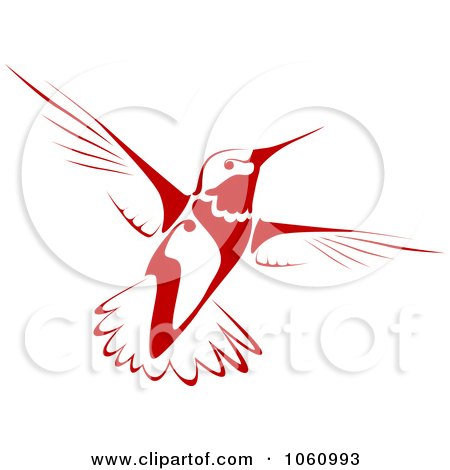 Royalty-Free Vector Clip Art Illustration of a Flying Red Hummingbird Logo by Vector Tradition SM