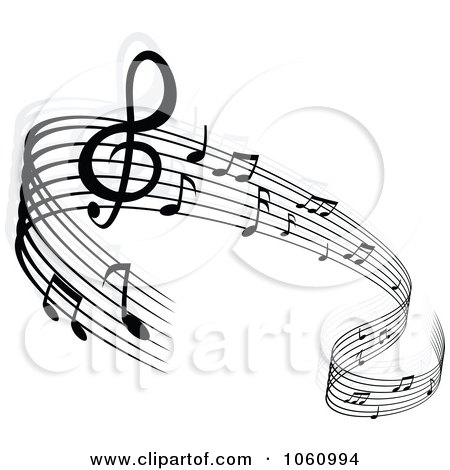 Royalty-Free Vector Clip Art Illustration of a Background Of Staff And Music Notes - 8 by Vector Tradition SM