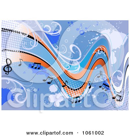 Royalty-Free Vector Clip Art Illustration of a Background Of Staff And Music Notes - 9 by Vector Tradition SM