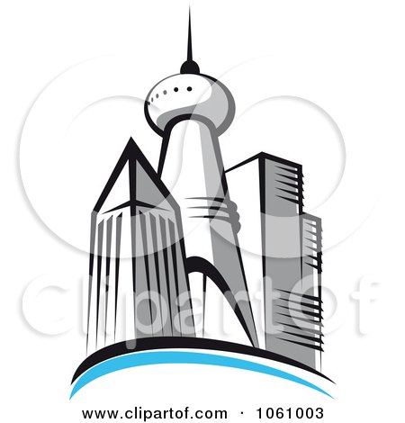 Royalty-Free Vector Clip Art Illustration of a Skyscraper Logo - 1 by Vector Tradition SM