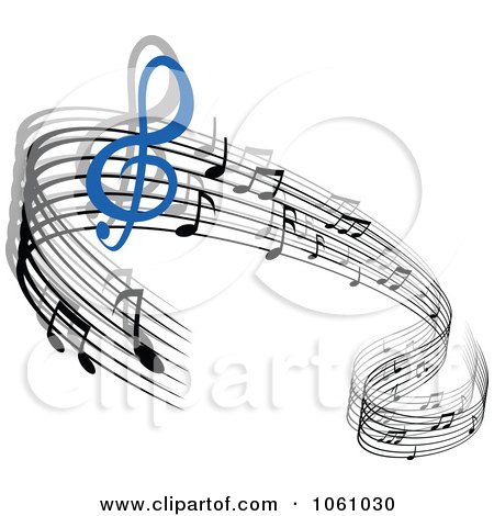Royalty-Free Vector Clip Art Illustration of a Background Of Staff And Music Notes - 5 by Vector Tradition SM