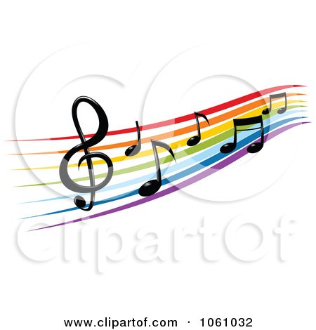 rainbow music notes clipart