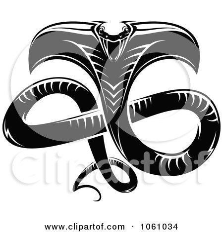 Royalty-Free Vector Clip Art Illustration of a Black And White Attacking Viper Logo - 1 by Vector Tradition SM