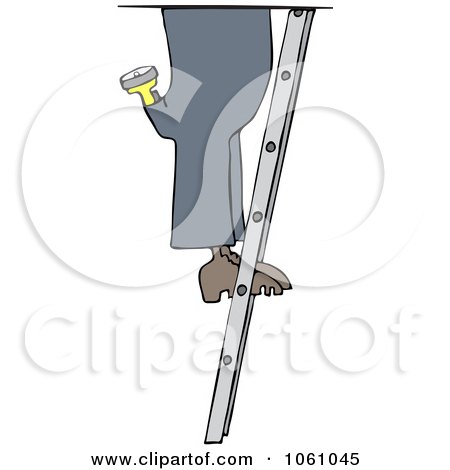 Royalty-Free Vector Clip Art Illustration of a Worker Man's Legs On A Ladder by djart