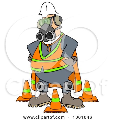 Royalty-Free Clip Art Illustration of a Construction Worker Wearing A Mask And Safety Gear by djart