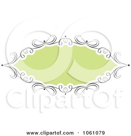 Green Frame With Ornate Black Swirl Borders - Royalty Free Vector Clip Art Illustration by KJ Pargeter