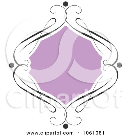 Purple Frame With Ornate Black Swirl Borders - Royalty Free Vector Clip Art Illustration by KJ Pargeter