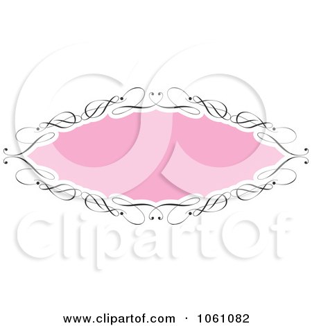 Pink Frame With Ornate Black Swirl Borders - Royalty Free Vector Clip Art Illustration by KJ Pargeter
