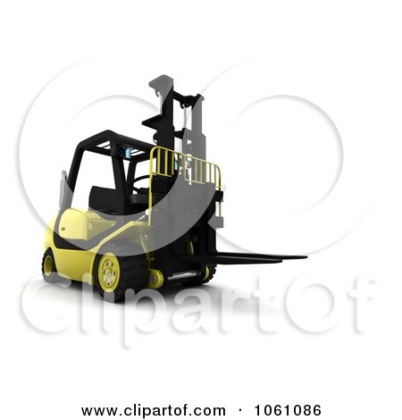 3d Yellow Forklift - Royalty Free CGI Clip Art Illustration by KJ Pargeter