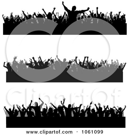 Digital Collage Of Gray And Black Crowd And Audience Borders - Royalty Free Vector Clip Art Illustration by KJ Pargeter
