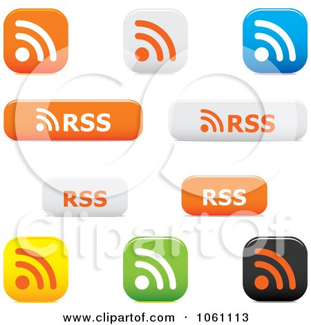 Royalty-Free Vector Clip Art Illustration of a Digital Collage Of 3d RSS Website Buttons by Vector Tradition SM