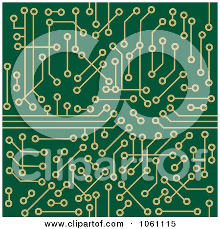 Royalty-Free Vector Clip Art Illustration of a Background Of A Green Circuit Board With Gold Connections - 3 by Vector Tradition SM