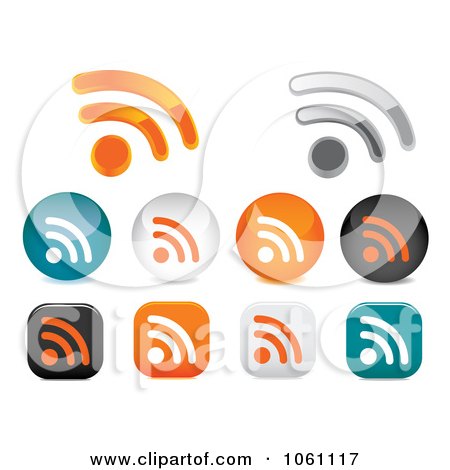 Royalty-Free Vector Clip Art Illustration of a Digital Collage Of 3d Shiny RSS Icons by Vector Tradition SM