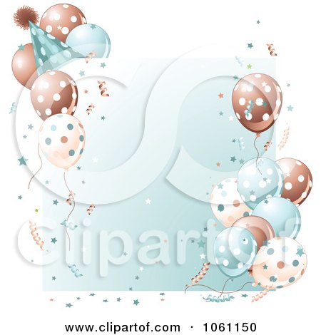 Clipart Birthday Party Frame In Brown And Blue - Royalty Free Heroine Vector Illustration by Pushkin