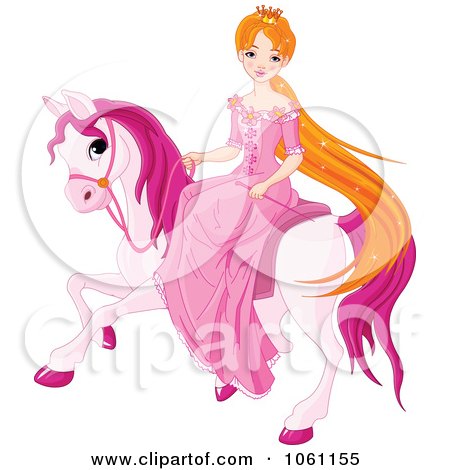 Clipart princess On A Pink Pony - Royalty Free Heroine Vector Illustration by Pushkin