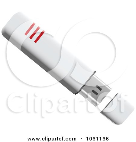 Royalty-Free Vector Clip Art Illustration of a 3d White And Red Usb Flash Drive - 1 by Vector Tradition SM