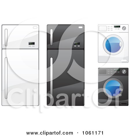 Royalty-Free Vector Clip Art Illustration of a Digital Collage Of Refrigerators And Washing Machines by Vector Tradition SM