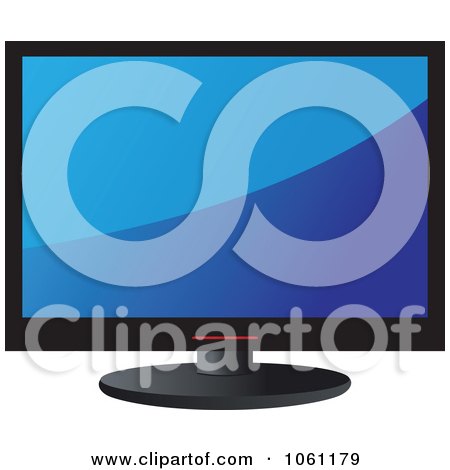 Royalty-Free Vector Clip Art Illustration of a 3d Black Computer Monitor With A Shiny Blue Screen by Vector Tradition SM