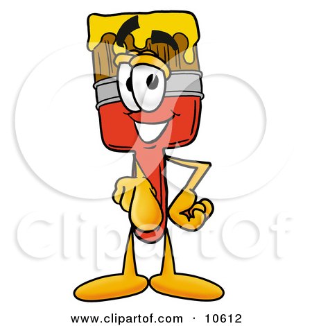Clipart Picture of a Paint Brush Mascot Cartoon Character Pointing at the Viewer by Mascot Junction