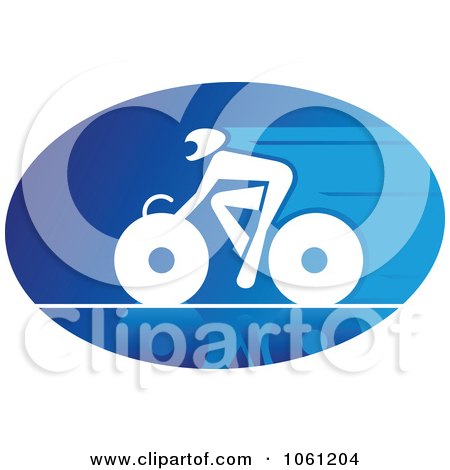 Blue And White Cyclist Logo 6 - Royalty Free Vector Clip Art Illustration by Vector Tradition SM