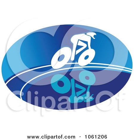 Blue And White Cyclist Logo 7 - Royalty Free Vector Clip Art Illustration by Vector Tradition SM