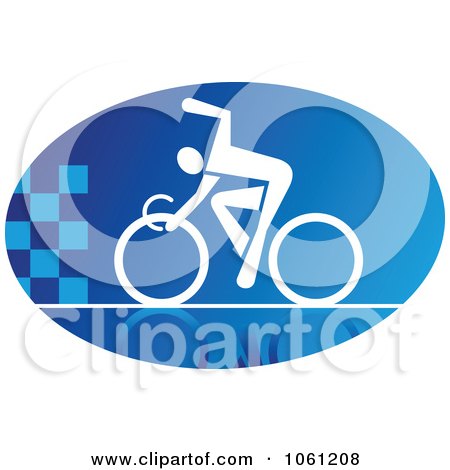 Blue And White Cyclist Logo 3 - Royalty Free Vector Clip Art Illustration by Vector Tradition SM