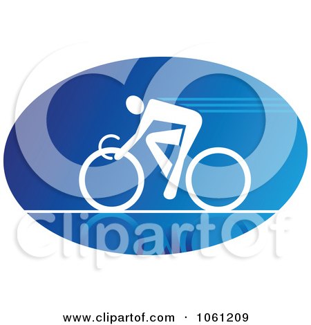 Blue And White Cyclist Logo 4 - Royalty Free Vector Clip Art Illustration by Vector Tradition SM