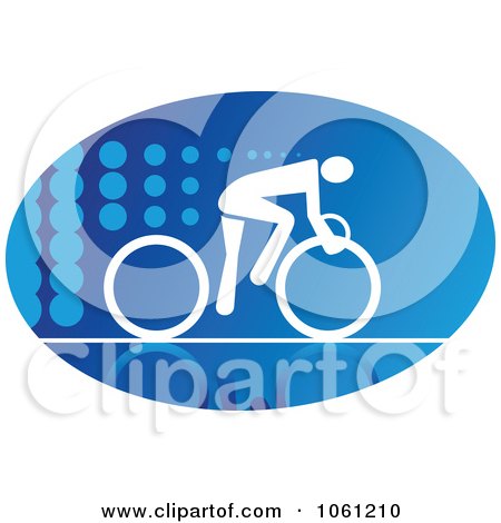 Blue And White Cyclist Logo 1 - Royalty Free Vector Clip Art Illustration by Vector Tradition SM