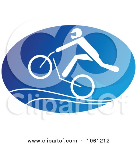 Blue And White Cyclist Logo 5 - Royalty Free Vector Clip Art Illustration by Vector Tradition SM