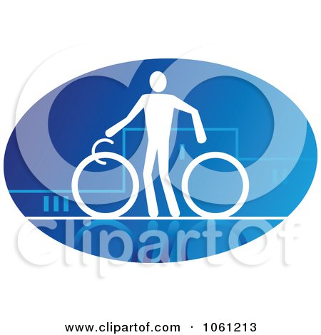 Blue And White Cyclist Logo 2 - Royalty Free Vector Clip Art Illustration by Vector Tradition SM