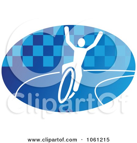Blue And White Cyclist Logo 8 - Royalty Free Vector Clip Art Illustration by Vector Tradition SM