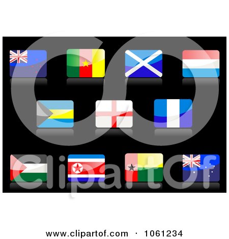 Royalty-Free Vector Clip Art Illustration of a Digital Collage Of 3d Shiny Flag Icons - 3 by Vector Tradition SM