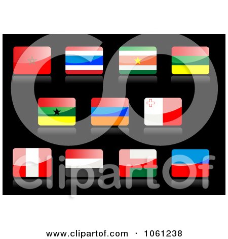 Royalty-Free Vector Clip Art Illustration of a Digital Collage Of 3d Shiny Flag Icons - 1 by Vector Tradition SM