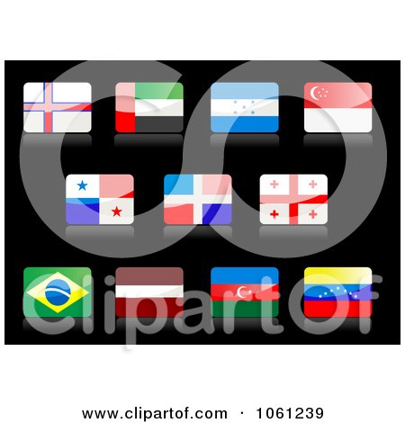 Royalty-Free Vector Clip Art Illustration of a Digital Collage Of 3d Shiny Flag Icons - 2 by Vector Tradition SM