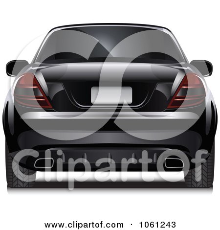 Royalty-Free Vector Clip Art Illustration of a Rear View Of A 3d Black Car With Tinted Windows by Vector Tradition SM