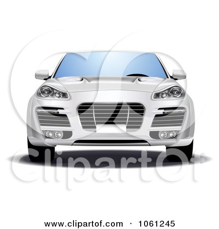 Royalty-Free Vector Clip Art Illustration of a Front View Of A 3d White Car - 1 by Vector Tradition SM