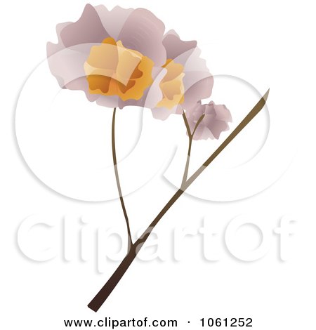 Royalty-Free Vector Clip Art Illustration of a Stem With Two Pink Orchid Flowers by Vector Tradition SM