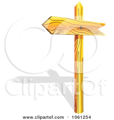 Royalty-Free Vector Clip Art Illustration of a 3d Wooden Arrow Directional Sign On A Post, With A Shadow by Vector Tradition SM