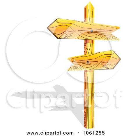 Royalty-Free Vector Clip Art Illustration of 3d Wooden Arrow Directional Signs On A Post, With A Shadow by Vector Tradition SM
