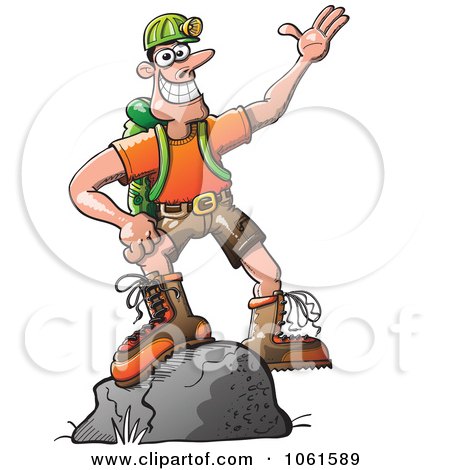 Clipart Outdoors Man Standing On A Boulder - Royalty Free Vector Illustration by Zooco